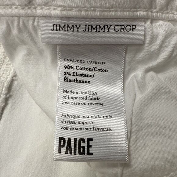 Paige Women’s 27 Jimmy Jimmy Crop White Jeans Stretch Cotton USA - Picture 5 of 7